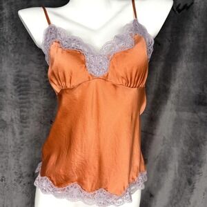 Vintage Gold Hawk Silk Lace Cami Copper Y2K Fairycore Whimsigoth Top S